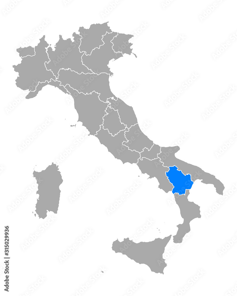 Karte von Basilikata in Italien