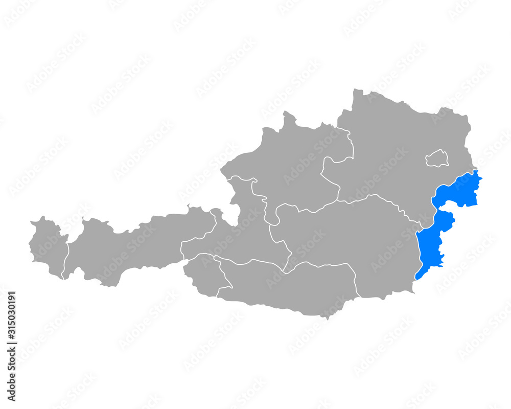 Karte von Burgenland in österreich