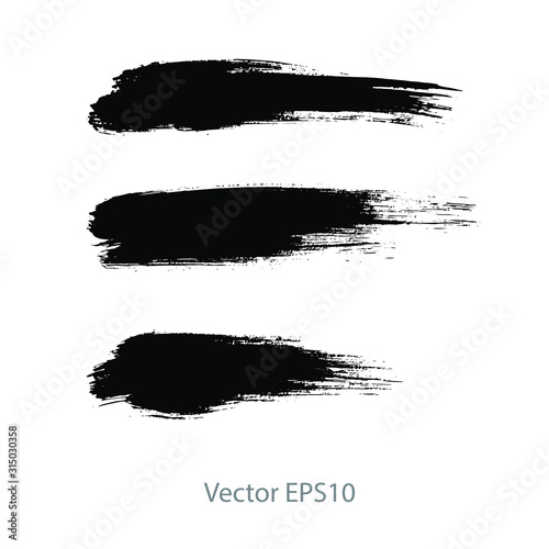 brush strokes watercolor background. Vector black paint