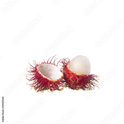 Rambutan or fruit on summer on white background.