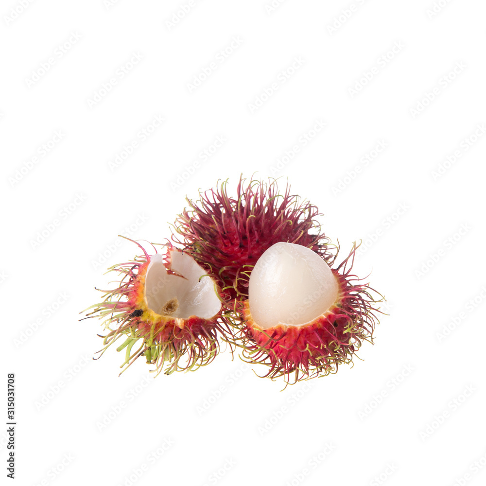 Rambutan or fruit on summer on white background. Rambutan or fruit on summer on white background.