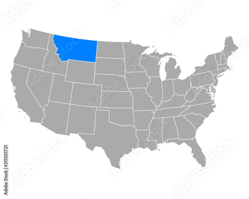 Karte von Montana in USA