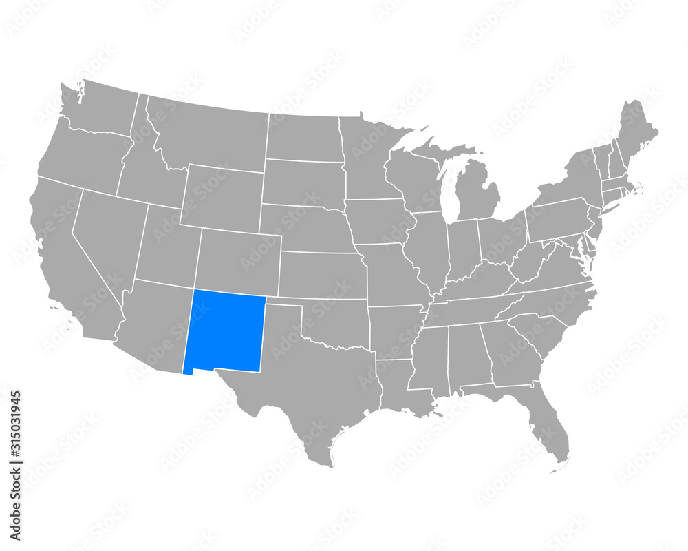 Karte von New Mexico in USA