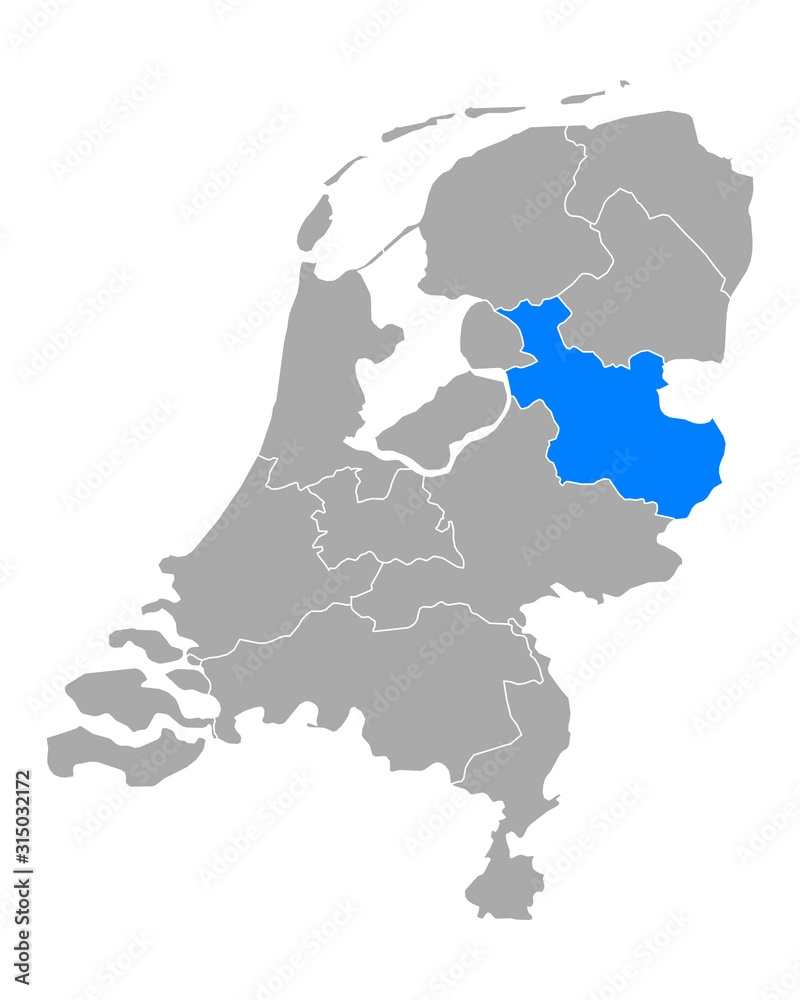 Karte von Overijssel in Niederlande