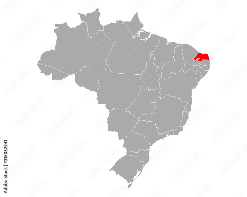 Karte von Rio Grande do Norte in Brasilien