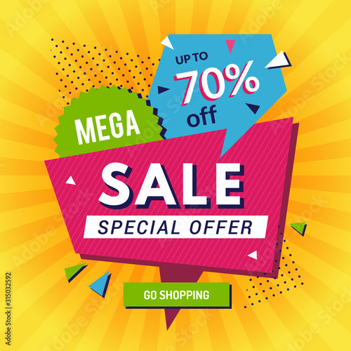 Promo poster. Big sales discount announce shopping banners advertising background vector template. Sale discount, promotion price special offer illustration
