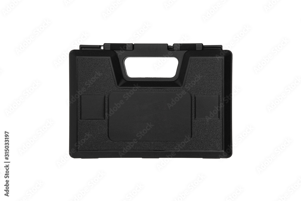 black plastic case for gun isolated on white back black plastic case for gun isolated on white back
