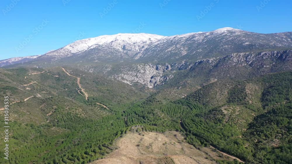 Aerial view of epic aegean mountain scenery. Aerial view of epic aegean mountain scenery.
