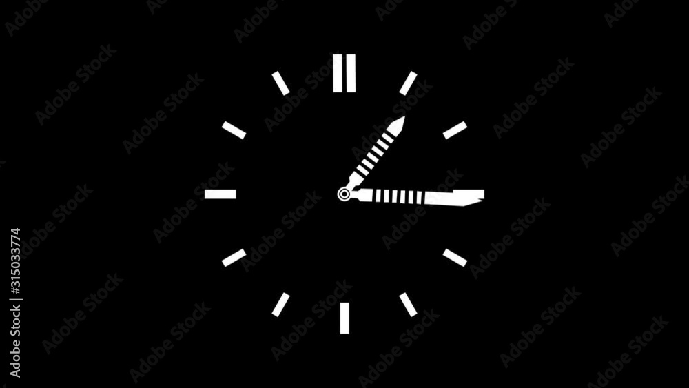 Motion background with spinning clock in 12 hour seamless loop (Full HD 1920x1080).