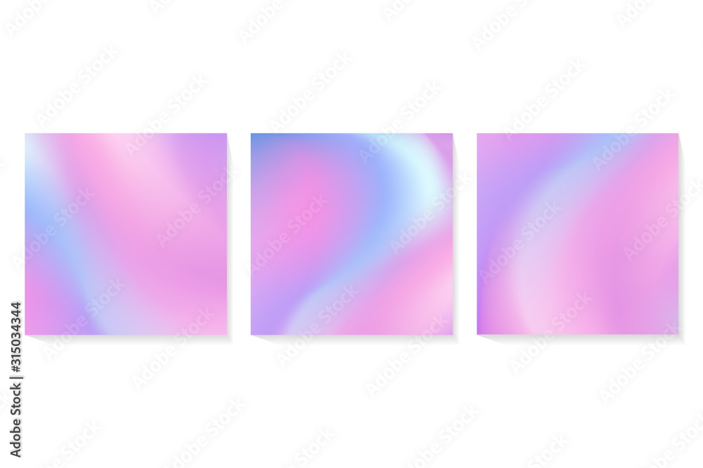 Collection of square soft gradients. Abstract artistic ombre backgrounds