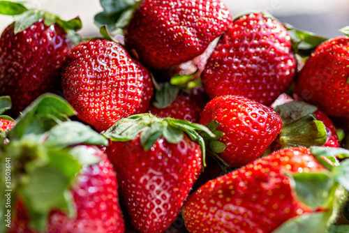 Fresh ripe perfect strawberry  Food Frame Background  selective focus