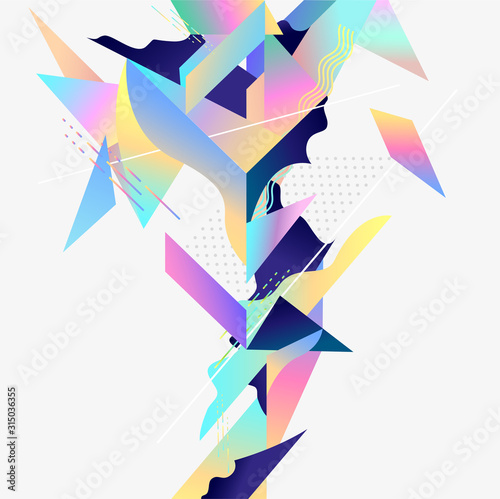 Abstract composition of primitive colorful geometric elements