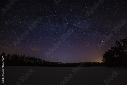 one million stars during the sunrise, Sweden. long exposure. Milky way