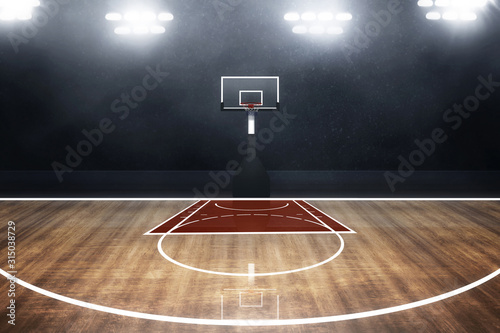 Professional basketball court arena background © fotokitas