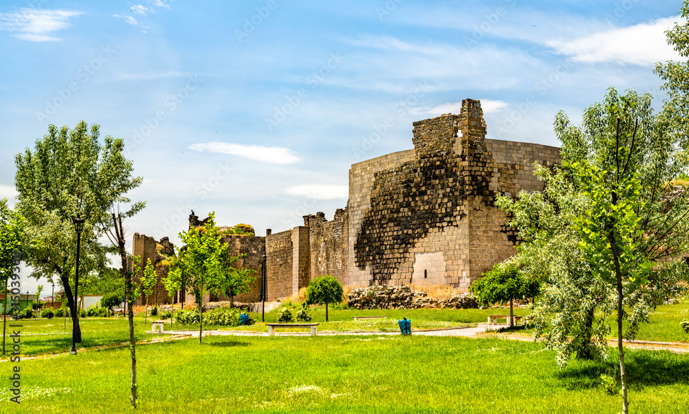 Walls of Diyarbakir Fortress in Turkey