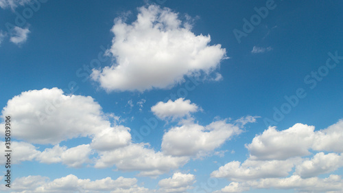 Blue sky with cloud that similar heart shape. It's good day in the morning. It's best time for travelling on holiday.