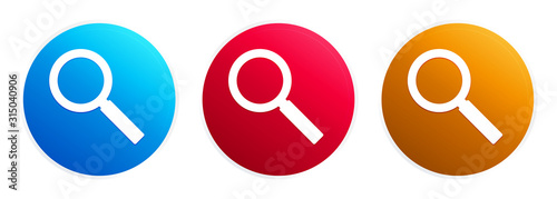Magnifying glass icon premium trendy round button set