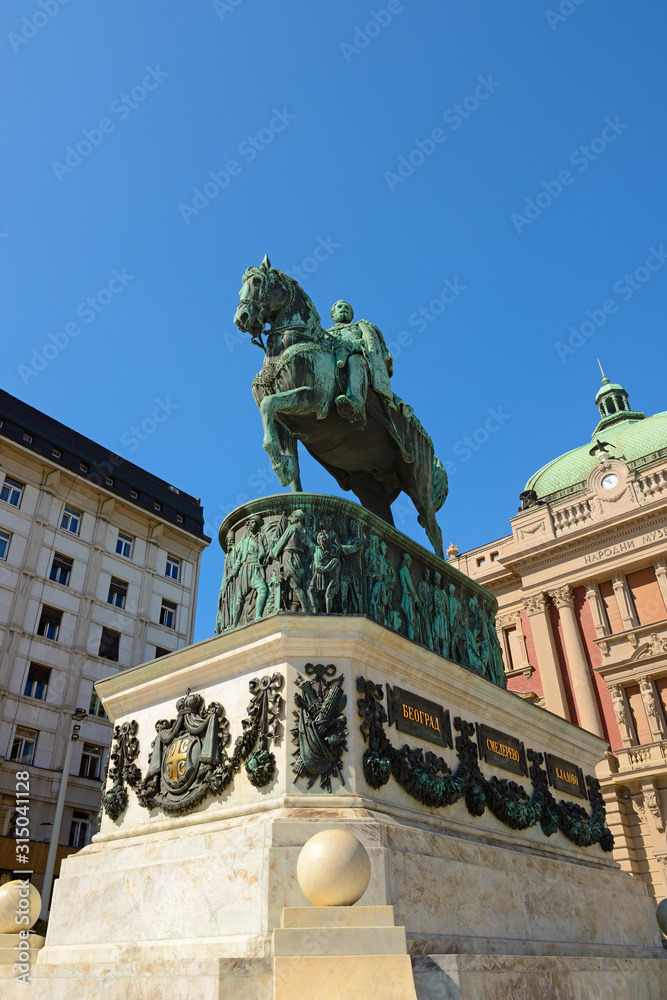 Prince Mihailo Monument in the Republic Square, Belgrade, Serbia