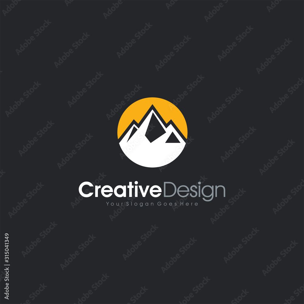 Mountain Logo template vector icon illustration design Yellow and Black Mountain Logo template vector icon illustration design Yellow and Black