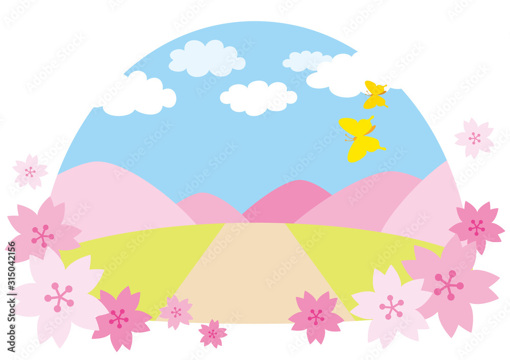 桜舞う春の大自然の風景【ドーム型】