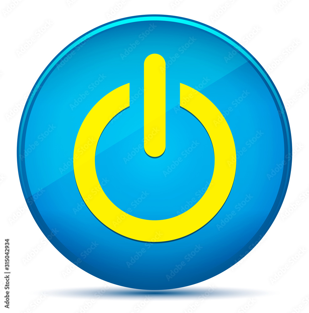 Power icon modern flat cyan blue round button Power icon modern flat cyan blue round button