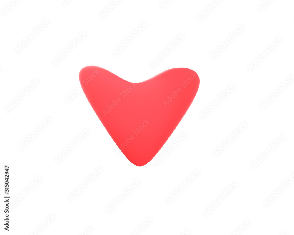 red heart 3D rendering on white background red heart 3D rendering on white background