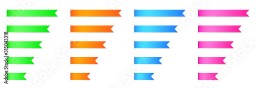 Set of blank ribbons, bookmarks or labels - vector