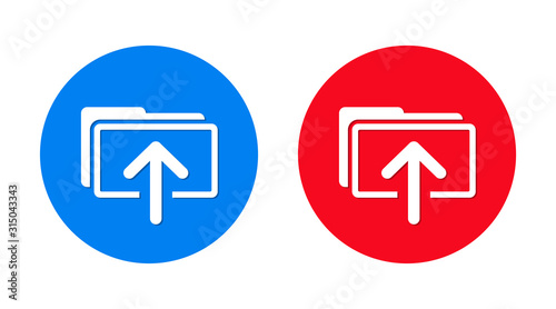 Upload files icon flat trendy round button set
