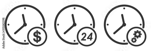 Set of Time and Clock icons in thin line style
