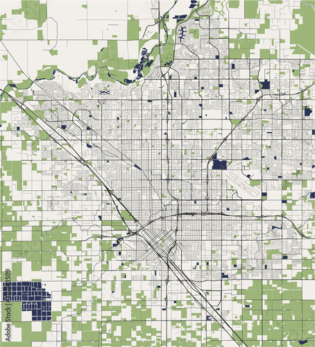 map of the city of Fresno  USA