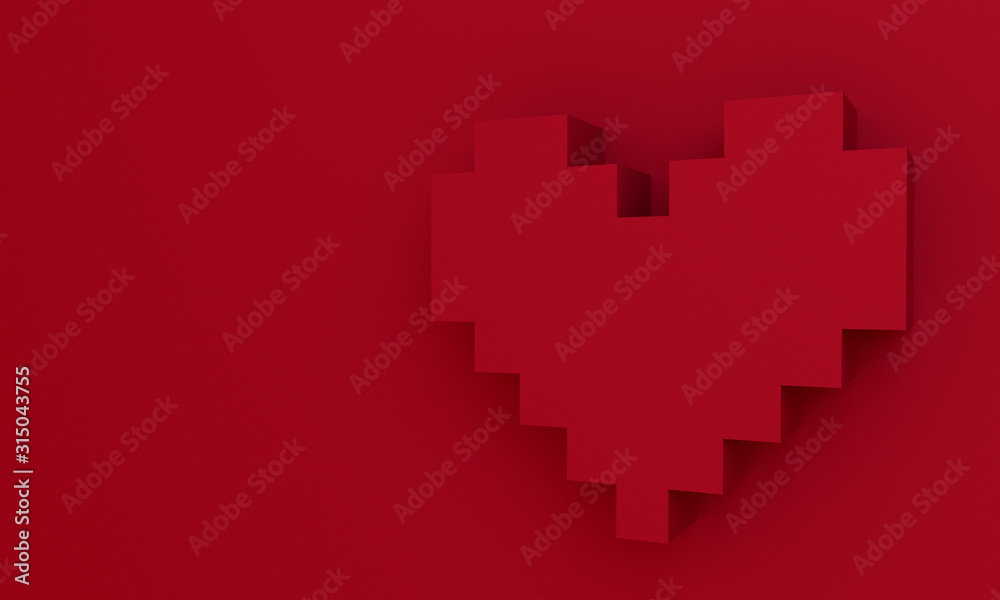 Obraz premium 3D pixel heart shape wallpaper background 