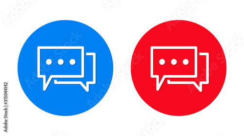 Comments icon flat trendy round button set