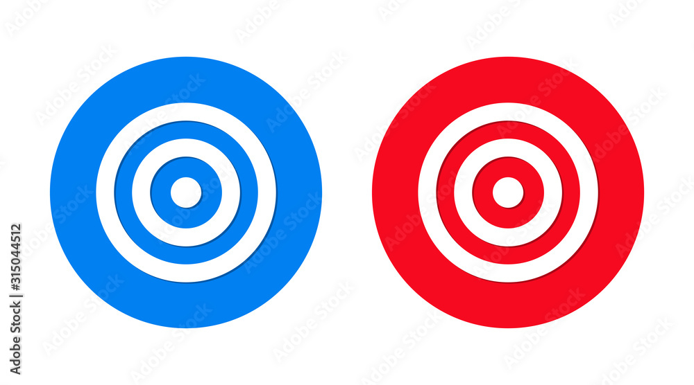 Target icon flat trendy round button set
