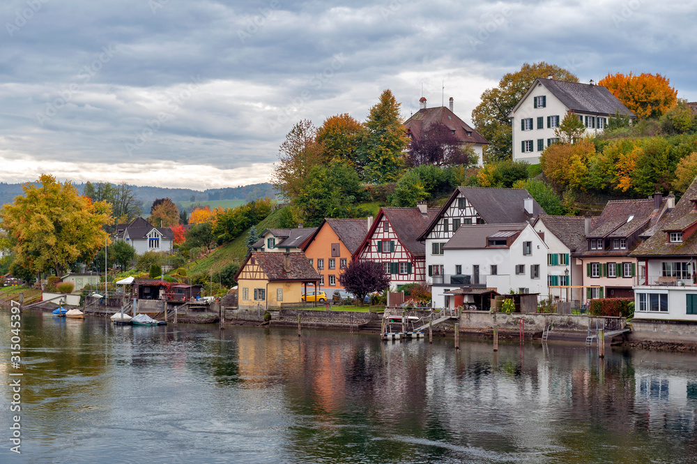 Scenic view of Stein Am Rhein, a small historic town on the River Rhine in Schaffhausen, Switzerland