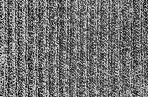 Texture of gray woolen knitted sweater closeup
