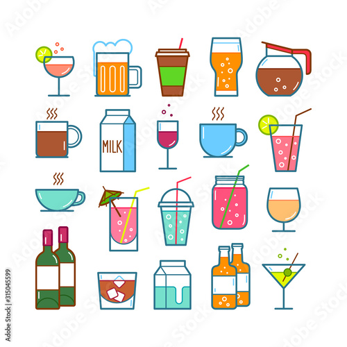 Set of drink and beverage icons