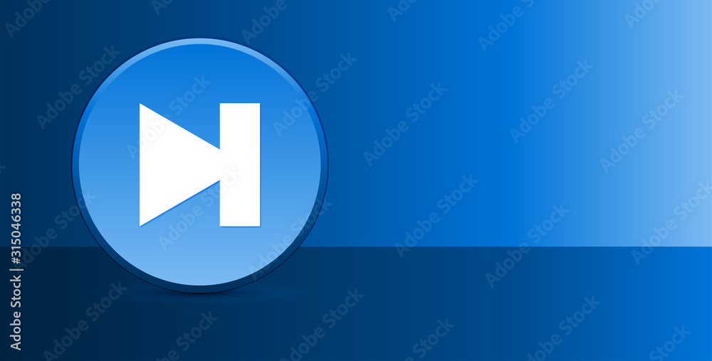 Next track icon glassy modern blue button abstract background Next track icon glassy modern blue button abstract background