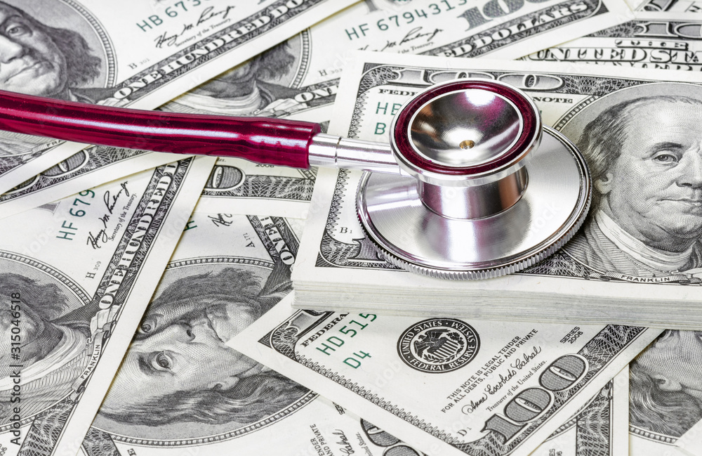 Stethoscope on dollars Financial market health Stethoscope on dollars Financial market health