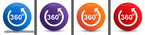 360 degrees rotate arrow icon abstract halftone round button set