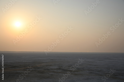 Sunset at the White dessert Dhordo, Kutch, Gujarat, India, use for background, sunset evening 