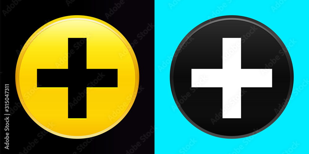 Plus icon flat exclusive button set Plus icon flat exclusive button set