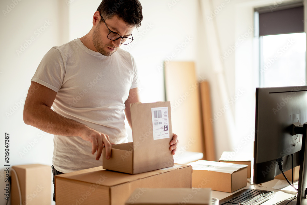 Young Man Working in Delivery service Young Man Working in Delivery service