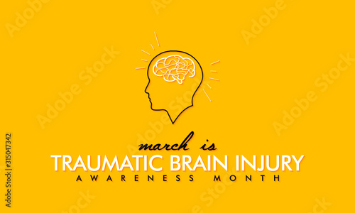 Vector illustration on the theme of National Traumatic Brain Injury awareness month of March.