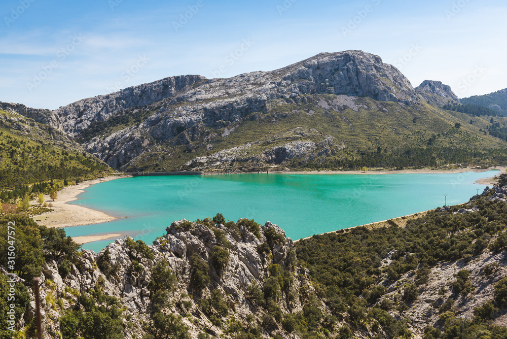 Gorg Blau, an artificial lake located at the valleys of the mountainous part of Mallorca, Spain