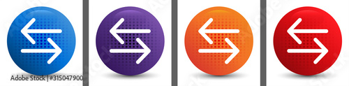 Transfer arrow icon abstract halftone round button set