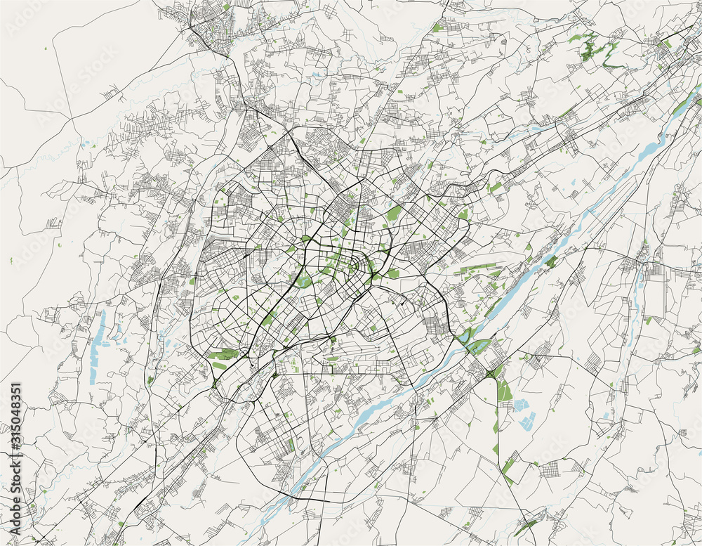 map of the city of Tashkent, Uzbekistan