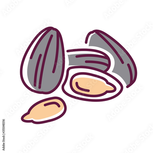 Sunflower seeds color line icon. Healthy vegan snack. Pictogram for web page, mobile app, promo. UI UX GUI design element. Editable stroke.