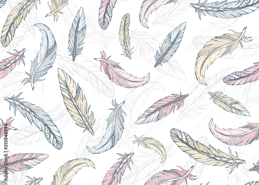 Fototapeta premium seamless pattern with bird feathers