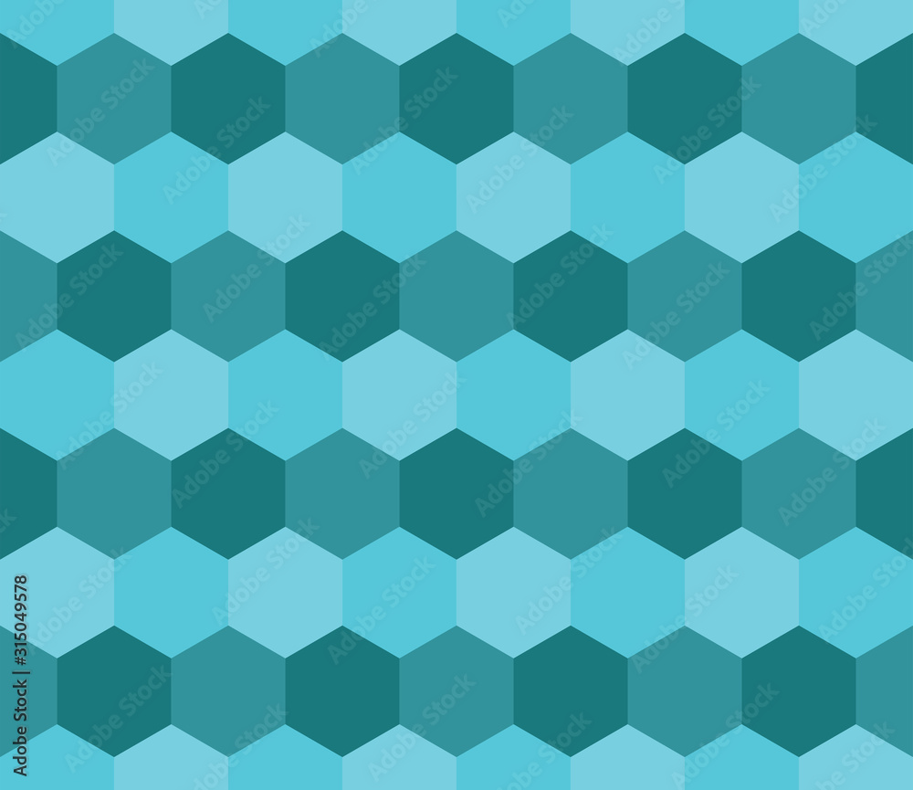 Geometric background in shades of turquoise. The pattern of hexagons. Cell cells. Seamless background  design and web isolated on white background.