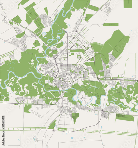 map of the city of Orenburg, Russia
